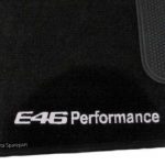 Karpet BMW Seri 3 E46 Bahan Beludru Premium Warna Hitam Logo Tulisan E46 Performance - 2 Baris